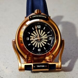 Men's  Triton Blue Leather Dial Watch